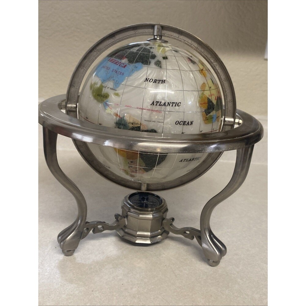 Unique Art  Pearl Swirl Ocean Gemstone World Globe